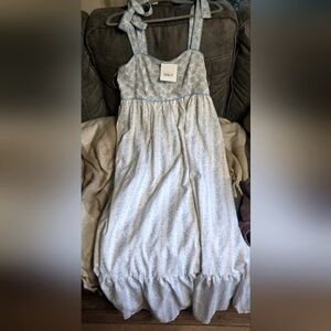 In bloom Off White & Blue Floral Maxi Dress Large